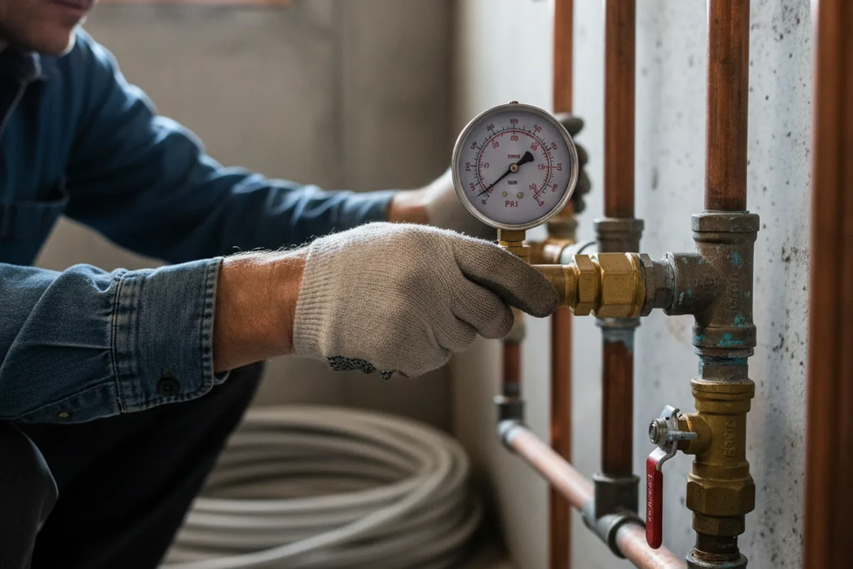 Pressure testing a repaired line during Water Line Repair in Richardson