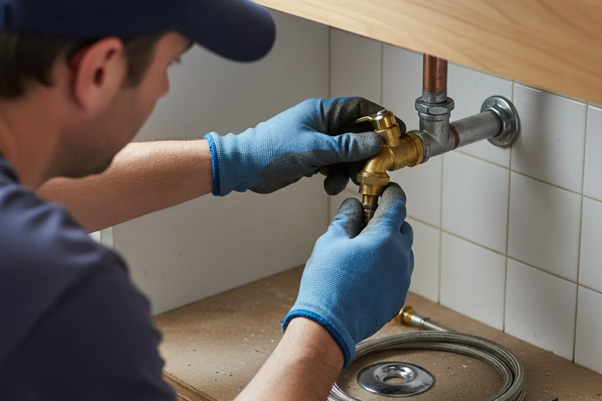 Shutoff valve and fitting work during Burst Pipe Repair in Richardson